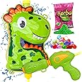Zest 4 Toyz Holi Pichkari Water Gun for Kids Dino Themed Backpack Spray Tank Water Squirt Gun with Holi Combo 100 Balloons and 1 Pkt Holi Color for Holi Celebration