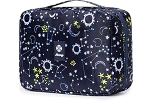 Narwey Trousse de Toilette à Suspendre Femmes Trousse de Maquillage Accessoires Trousse Toilette Voyage Organisateur Cosmétique (Galaxie Bleue)