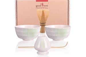 Goodwei Japonaise Ensemble de Deux à Thé Matcha avec Chasentate (Shiro), Céramique, 2X 180 ML