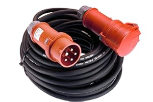 as - Schwabe High Current Extension Cable 5 m H07RN-F 5G6 - CEE Phase Reversing Plug - 400V/32A/Approx. 22kW - 5-Pin Robust CEE Extension for Outdoor Use - IP44 - Made in Germany, 61336