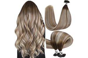 ‎HETTO Hetto Bondings Echthaar Extensions Remy Bondings Extensions Echthaar Balayage Keratin Bonding Extensions Echthaar #3/8/22 Dunkelbraun Mix Aschbraun und Mittelblond Hot Fusion 50cm 50g