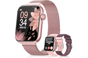DEKELIFE 2025 Smartwatch Damen mit Telefonfunktion, 1,85'' Zoll Uhren Damen mit SpO2, 110+ Sportuhr, Herzfrequenz, Schlafmonitor, Menstruationszyklus, IP68 wasserdichte für iOS und Android, Rosa