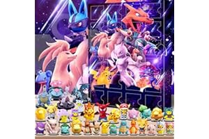BOSSETY Poké-mon Calendrier de l'Avent de Noël 2023, avec 24 Cadeaux Jouets Surprises Calendrier du Compte à Rebours de Noël, Dessin Animé Mignonnes, Cadeau de Noël pour Enfants, Garçons, Filles (F)