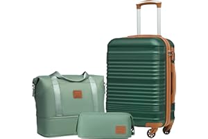 COOLIFE Carry on Suitcase, 20-Inch Luggage Sets 3 Piece Suitcase Set ABS Hard Shell, Cabin Suitcase with Expandable Travel Duffels Bag ＆ Toiletry Bag Included TSA Lock and 4 Spinner Wheels for Travel