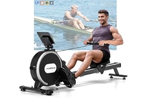 Rowing Machine, DMASUN Upgrade Magnetic Rowing Machines for Home Gym with 16/32 Levels Quiet Resistance - 350LB Capacity Rower Machine with App Compatible & Comfortable Seat, Double Slide Rail