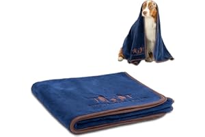 The Wagging Tailor Dog Towel XL 130cm x 70cm (600 GSM) - Luxury Microfibre Dog Towels for Drying Dogs Large & Small (Blue - 1 Pack)