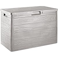 Toomax Baule Multibox Woody's 160L portattrezzi per Esterni, Effetto Legno, Dim. cm 77,5x44,5x52,7h, Art.186 (Grigio Tortora)