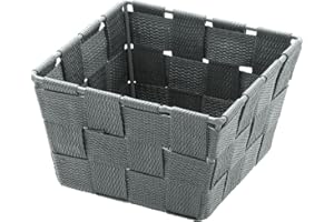 WENKO Panier de salle de bains Adria Mini, square gris - panier de bain, Polypropylène, 14 x 9 x 14 cm, Gris