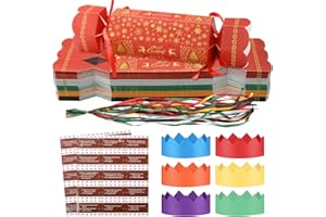 Joyesplay Christmas Crackers Set 25 PCS Christmas Party Gift Xmas Crackers Set witth Paper Boxes Decration Family Table Games Decorations Party Supplies (Red 2)