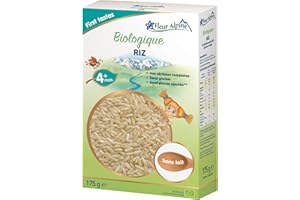 FLEUR ALPINE Céréales de Riz Bio pour Bébé - Bouillie pour de Délicieux Petits Déjeuners | Céréales sans Gluten Nutritives et Faciles à Préparer 4 Mois et Plus sans Sucres Ajoutés | 7 portions