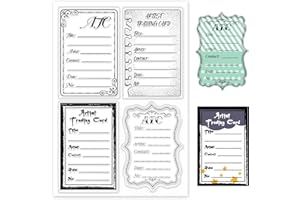 GLOBLELAND ATC Frames Clear Stamps Artist Trading Card Silicone Clear Stamp Seals for Cards Making DIY Scrapbooking Photo Journal Album Decoration