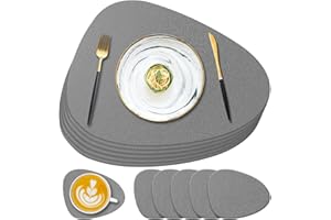 YUNJUER 4 Silicone Placemats + 4 Coasters Set, Table Mats Heat-Resistant 450 °F, Non-Slip and Waterproof, Decoration Accessories for Home, Hotel, Restaurant, Indoor, Outdoor, Dining Table, Dark Grey