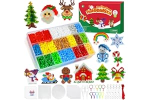 WEVOL 6350 Pièces Perles à Repasser, Noel Perle a Repasser 5mm 20 Couleurs avec Plaque Perle a Repasser, Boîte de Rangement, Porte-clés et Accessoires Papier à Repasser, Cadeau Noël pour Garçon Filles