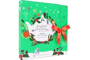 English Tea Shop Book Style Green Advent Calendar | 25 Pyramid Tea Bags | 50g