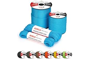 Brotree 4mm Paracord 550 7 Hebras Cuerda de Nylon 15M Tipo III Cuerda de Paracaídas para Supervivencia, Al Aire Libre, Bricolaje - 250kg Carga de Rotura (Azul)