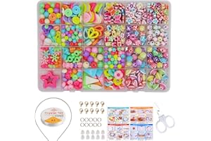 TOPWAYS® Enfants Bricolage Perles Set, Art Créatif Perles Kit De Loisirs Créatifs L'atelier De Bijoux Fabrication de Bracelet Collier 24 Types (Couleur de Printemps)