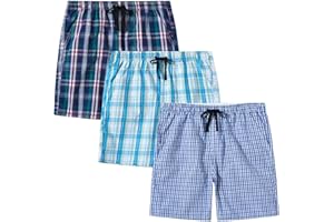 MoFiz Pantalones Cortos Pijama Verano Algodón Shorts a Cuadros para Niños 7-15 Años