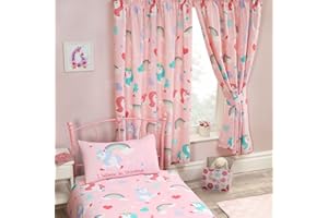 Price Right Home I Believe in Unicorns Single Duvet Cover and Pillowcase Set + Matching Fully Lined 66" x 72" Curtains