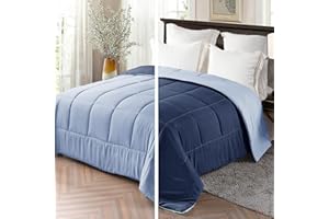Exclusivo Mezcla Azul Marino/Azul Edredón Relleno Nórdico - Edredón de Fibra, Microfibra Cepillada Suave, Transpirable, Todas Estaciones, 135x200 CM