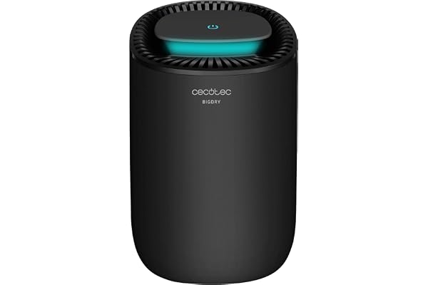 Cecotec Déshumidificateur BigDry 2000 Light Black. 300 ml/jour, réservoir amovible de 0,6 litre, couverture jusqu'à 20 m2, consommation électrique minimale 23W