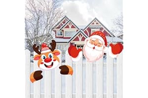 PWSAP Świąteczny płot podglądacz dekoracja Święty Mikołaj łoś podglądający ogród podwórko znak dekoracje uroczy podglądacz dekoracyjne ogrodzenie dekoracja domu na zewnątrz trawnik ścieżka parking