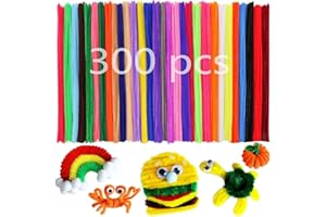LYSHOOCE 300 hilos de chenilla multicolores, curado de tubería suave para ocio creativo, varillas de felpilla, 30 cm, para decoración, manualidades, niños y manualidades