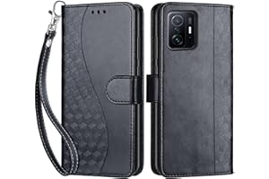 SIENIANLINE Funda para Xiaomi 11T,Fundas Xiaomi 11T Pro Libro con Tapa de Cuero Piel Billetera Cover con Kickstand, Hebilla Magnetica, Ranuras Tarjetas Carcasa para Xiaomi 11T / Xiaomi 11T Pro (Negro)