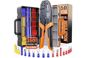 PRECIVA 350 Pezzi Pinza Crimpatrice,Pinze Piegatrici,Puntalini Elettrici A Crimpare,Connettori A Crimpare A Forcella Isolati Da 0,5-6 Mm²Per Connettori Elettrici