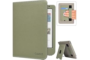 Caweet Étui pour Tolino Shine Color/Shine 5(2024)/Shine 4(2022) et Kobo Clara Colour/BW/2E, Couverture à Support Pliable avec Fente pour Carte, Sangle pour la Main et Auto Sleep/Wake, Vert