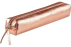 Clairefontaine 400002C - Petite Trousse Slim Cuirisé 4x2,5x19,5 cm en Véritable Cuir, Cuivre