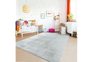 ‎TT HOME TT Home Teppich Kinderzimmer Waschbar rutschfest Kinderteppich Junge Mädchen Weich Pastell, Farbe: Grau, Größe:140x200 cm