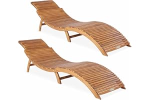 Casaria® Sonnenliege Klappbar 2er Set Holz FSC®-Zertifiziert 320kg Belastbarkeit 190x60cm Tragegriff Kofferfunktion Garten Balkon Terrasse Gartenliege Klappliege Akazie