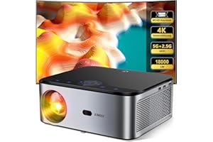 XIWBSY 4K Beamer, Native 1080P Heimkino Video Beamer Full HD 18000 Lumen, 5G WiFi Bluetooth Projektor 4P/4D Trapezkorrektur 300 '' Display, kompatibel mit TV Stick/Smartphone/Laptop/DVD/Xbox