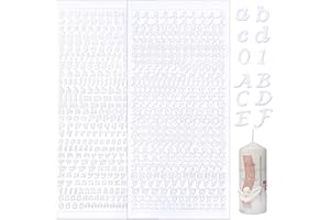 COLOFALLA 4 Pagine Adesivi Lettere Alfabeto Adesivi Decorativi Numeri Autoadesivi Scritte Oro Argento Decorazioni Scrapbooking Foto Album Biglietti Candela Battesimo Comunione Artigianato Fai da Te (Bianco)