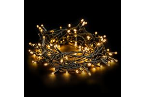 E EMOS Cadena de luz navidad LED Classic, longitud 10m, 100 luces LED, 230 V con temporizador, luces en cascada ideal para interior y exterior, IP44, color: blanco cálido