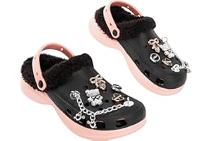 CityComfort Sabots Fille Ado, Chaussures Jardin Doublés Polaire avec Charms Amovibles, Chaussure Enfant avec Sangle, Cadeau Fille