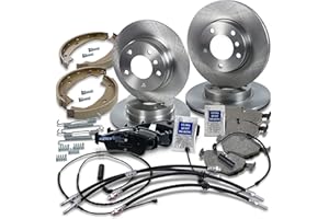 ATEC GERMANY BESTPRICE Juego de frenos incl. discos de freno delanteros Ø 286 mm ventilados + traseros Ø 280 mm macizos + pastillas de freno zapatas de freno+latiguillos de freno BMW Serie 3 (E46) Compact Coupe