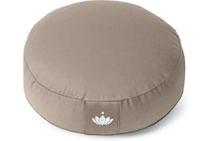 Lotuscrafts® Meditationskissen mit 10 cm Sitzhöhe, extra niedrig, Yoga Kissen mit Dinkelfüllung, Yogakissen Rund, Bodenkissen Rund, Yogakissen Meditationskissen, Bezug waschbar, GOTS Zertifiziert