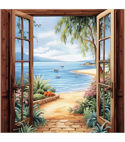 Kit De Punto De Cruz Para Principiantes - Cuadro 'Mujer Llorando' 50x70 Cm, Tela 14Ct, Hilos Incluidos, Ideal Para Adultos Y Niños