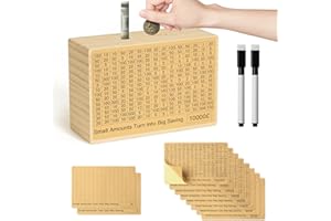 Bemaystar Money Saving Box-Wooden Money Box, 10000 Savings Challenge Piggy Bank for Adults Kids