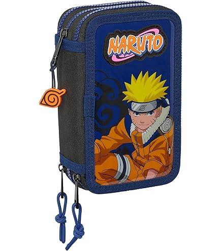 Federmäppchen Gamer Case Naruto Cloud - Mäppchen mit 1 Großen Fach - Gefütterter Innenraum - Gestickte Details - Reißverschluss mit Ergonomischen Griff - 8 x 22 x 8 cm - Toybags
