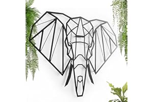 KELULY Decoración de metal. Escultura de pared flotante, con sombras, de acero. (43 x 31 cm., Elefante)