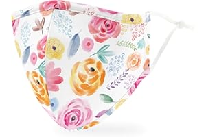 Weddingstar Washable Cloth Face Mask Reusable and Adjustable Protective Fabric Face Cover w/Dust Filter Pocket - Watercolor Rose