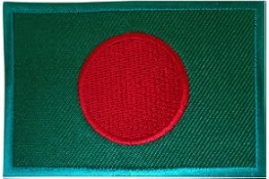 ELLU Embroidered Iron On Bangladesh Flag Patch Sew On Bangladeshi Badge India Dhaka