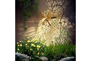 TARGETONE Annaffiatoio a pannelli a energia solare con catena luminosa per esterni, balcone, giardino, illuminazione vintage con gancio per pastore,