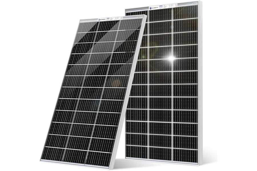 ECO-WORTHY 240W Solar Panel Bifacial 2pcs 120 Watt 12 Volt Monocrystalline Generation Module Off Grid PV Power Charger for Caravan Campervan RV Shed Farm Motorhome