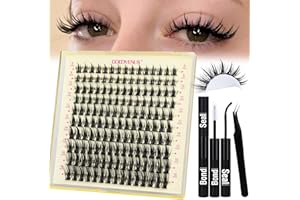 Goddvenus Manga Individual Eyelashes Kit Natural Cluster Lashes Kit Wispy Lash Clusters Anime Eyelash Clusters Japanese Style Lashes Individual Cluster DIY Eyelash Extensions Kit (8-16mm D Curl)