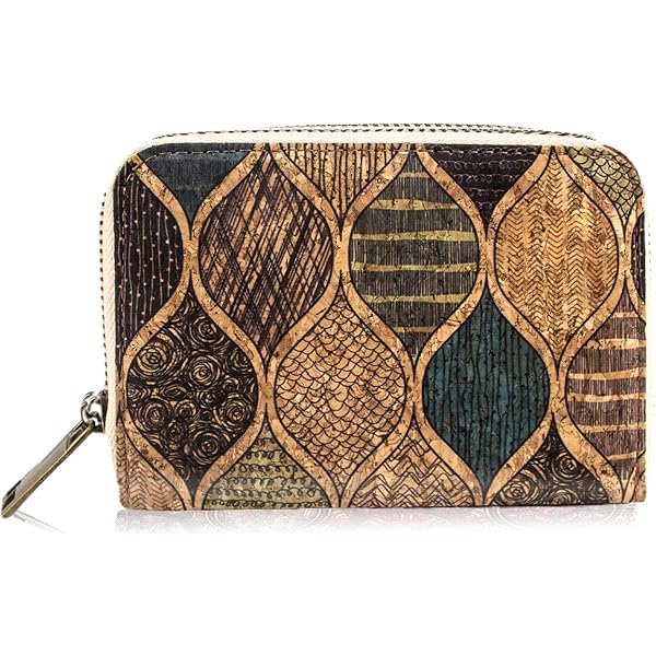 Portafoglio Da Donna In Sughero Vegano, Compatto Con Cerniera, 6 Scomparti Per Carte E Tasche Portamonete, Regalo Ecologico Per Vegetariani - 2