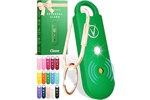 Vantamo Allarme personale da donna – Doppio altoparlante extra forte, primo con avviso di batteria scarica con luce stroboscopica, ricaricabile, allarme di sicurezza portachiavi (Clover)