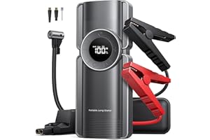 BUTURE VAC Avviatore Batteria Auto con Compressore, 20000mAh 3000A Avviatore Emergenza per Auto 12V (9L Benzina e 8L Diesel Motori), Booster Avviamento Auto con Compressore d'aria 10,3BAR, Torcia, Ricarica USB